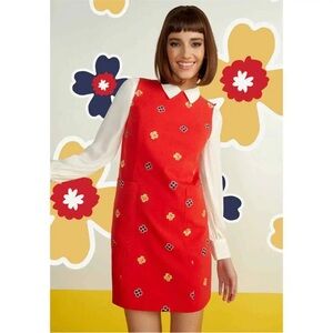 Modcloth Red Floral Mid-Century Muse
Shift Mini Dress 2X